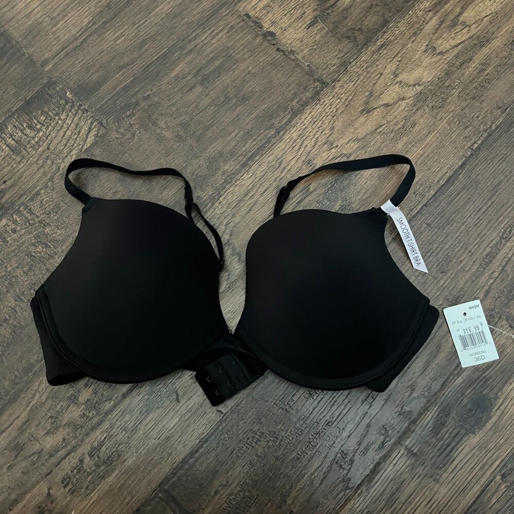 New Daisy Fuentes Women Bra 36D Black T Shirt Underwired Strap Lightly Lined